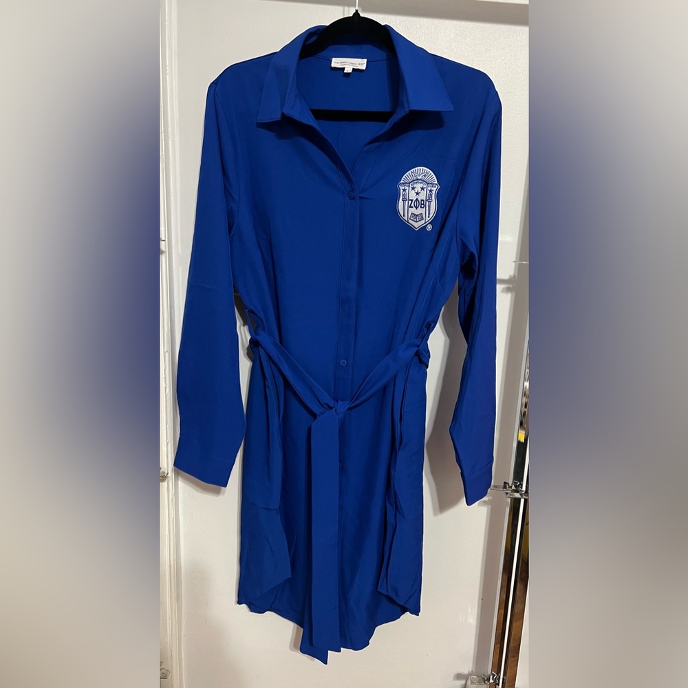 Zeta Phi Beta Sorority Blue Long Sleeve Shirt Dress